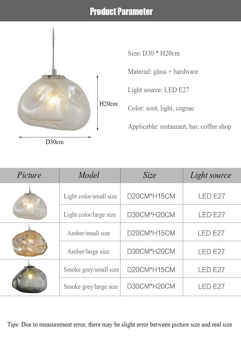 Nordic Designer Smoke Gray Cloud Glass Hanging Chandelier Hotel Living Room Art LED Pendant Lamp Staircase Decor Lights Fixtures