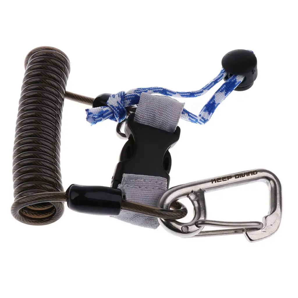 Anti-theft Scuba Diving 316 Stainless Steel Camera Rope with Spiral Coil Lanyard for Snorkeling Boating