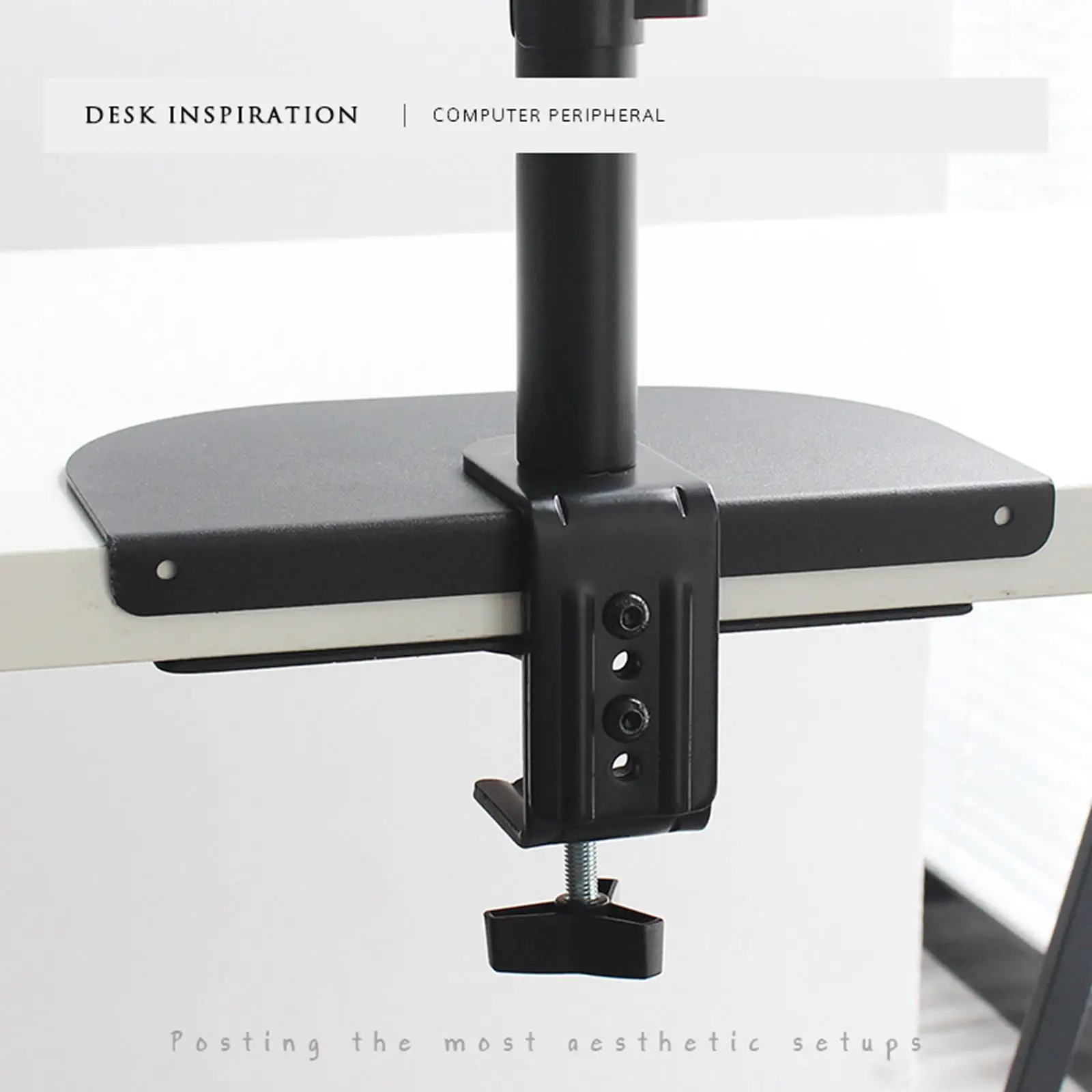 Monitor Reinforcement Steel Mount Plate Protect Desk Easily Install Fits Most Clamp Anti Slip Pads Solid black