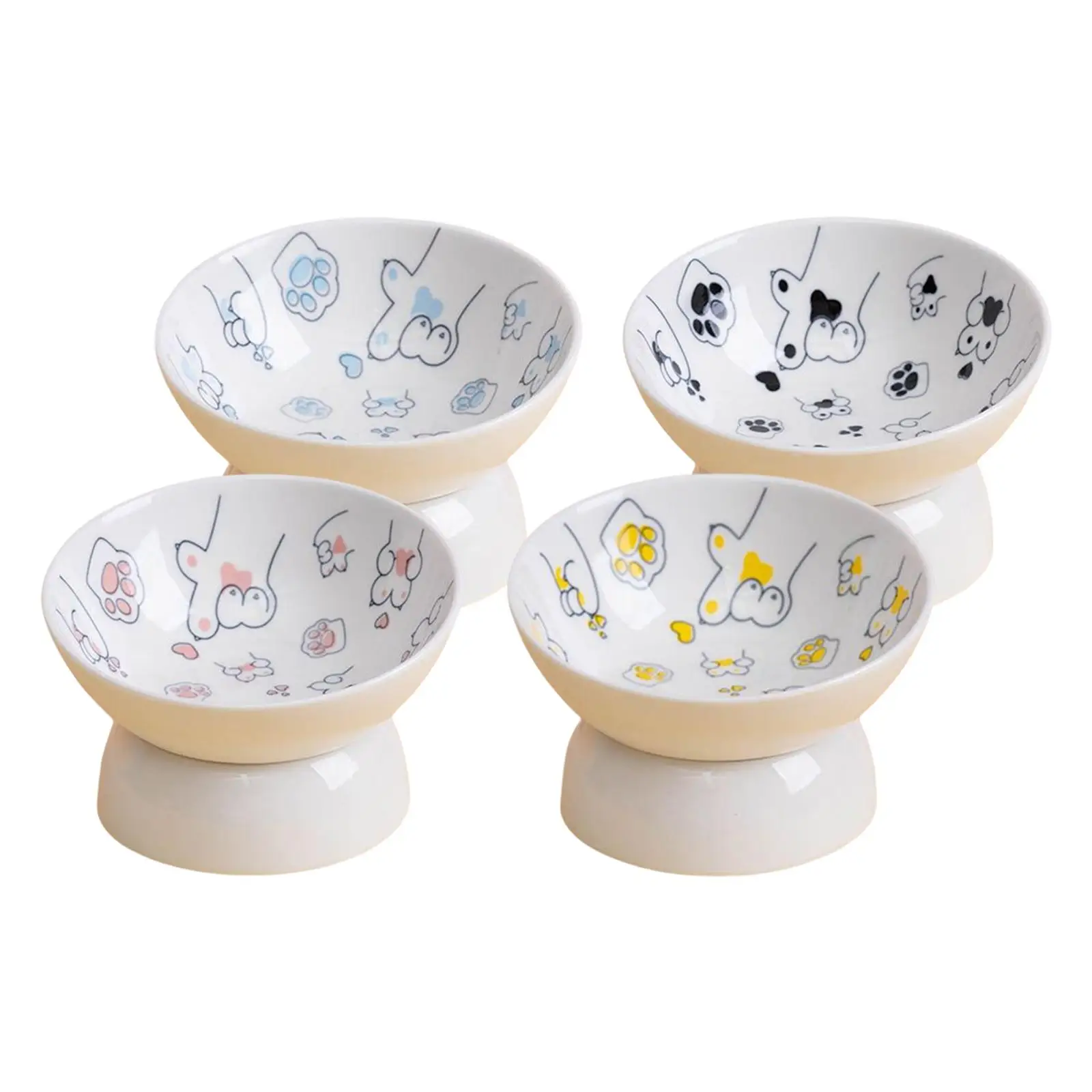 Ceramic Raised Pet Feeder Water Drinking Bowl Cat Food Plate Food Container Pet Feeding Station Dog Bowl Elevated Cat Food Bowl