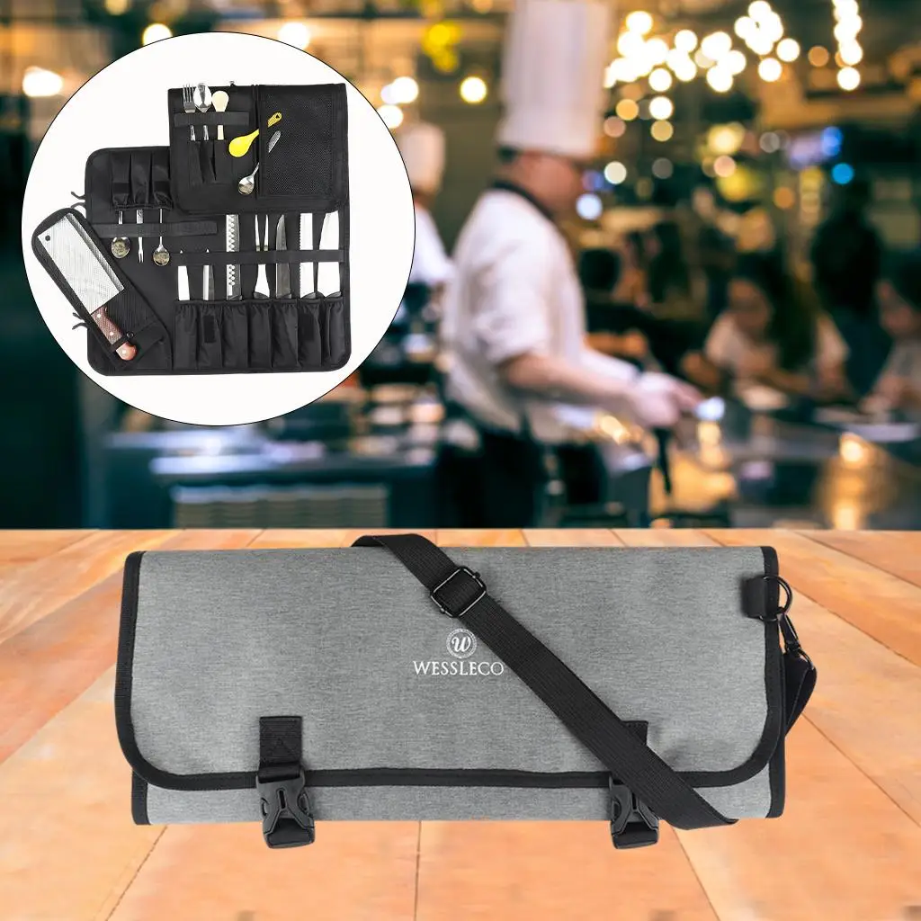 Chef Roll Bag 16 Pockets Multi-Purpose Storage Bag for Culinary Tools