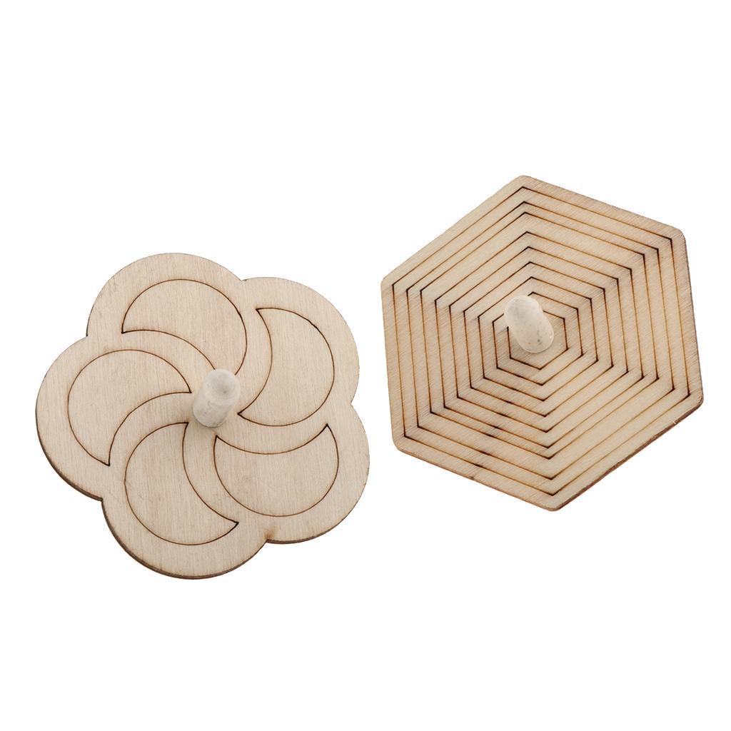 4pcs Novelty Natural Wooden  Top Kids Children Toy For DIY Art Craft