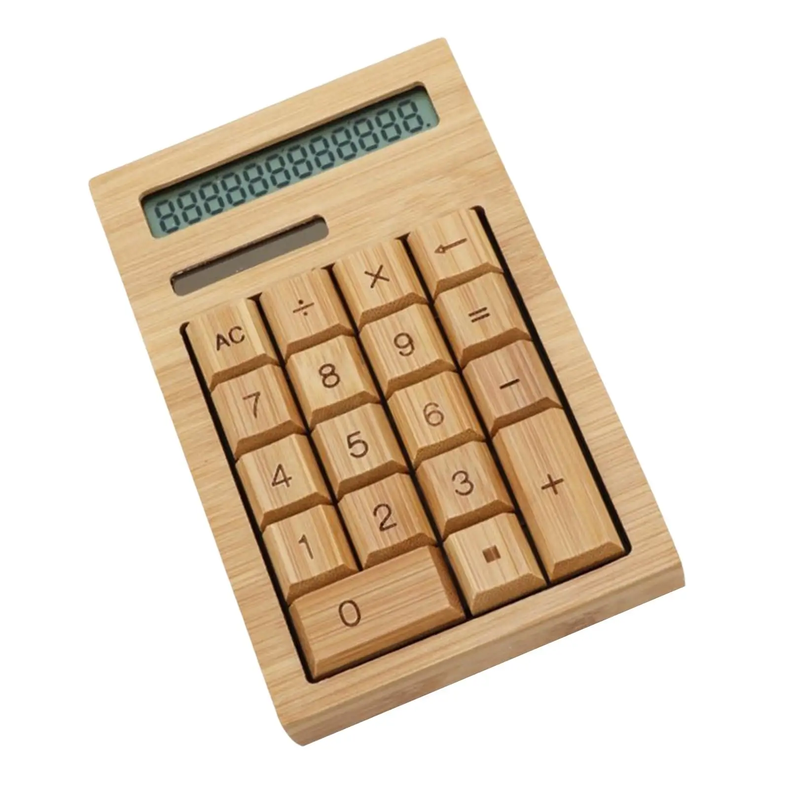 Bamboo Calculator Solar Power Waterproof Anti Static Functional Portable for Home