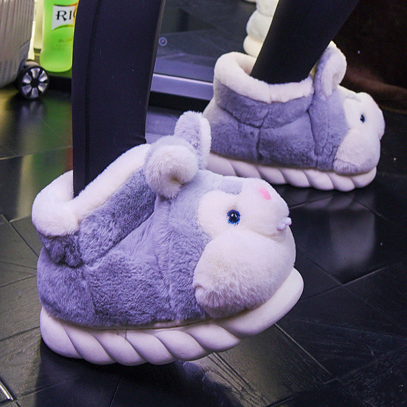 Warme Winterschuhe für Damen, 2025, Plüschfutter, Baumwolle, Hausschuhe für den Innenbereich, niedliches Kaninchen, weiches Fell, Paar, Plattform, hohe Schneestiefel – Detail 2