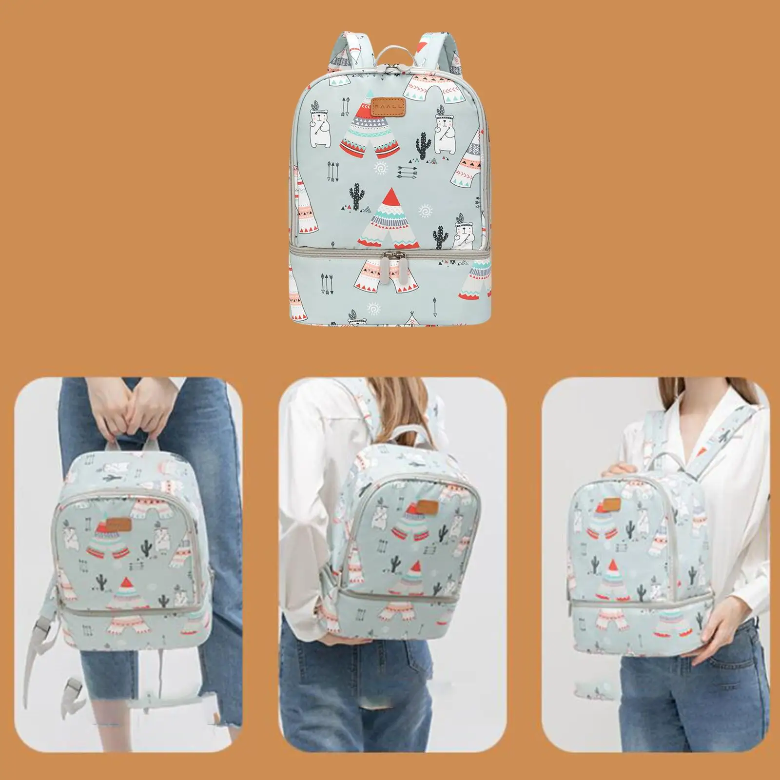 Portable Diaper Bag Bottle Storage Bag Handbag Cooler Bag Travel Backpack