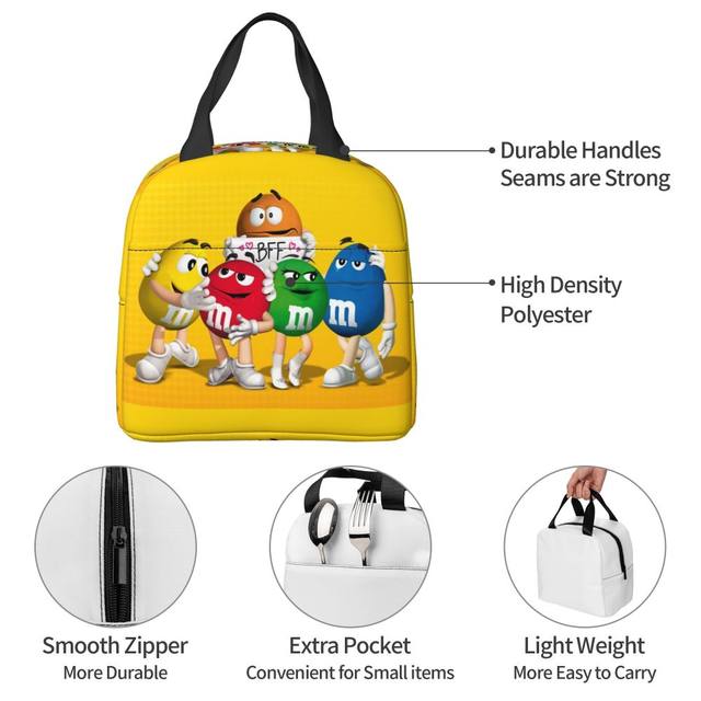 Custom M&M Candy Character Lunch Bag Women Cooler Thermal Insulate free  shipping