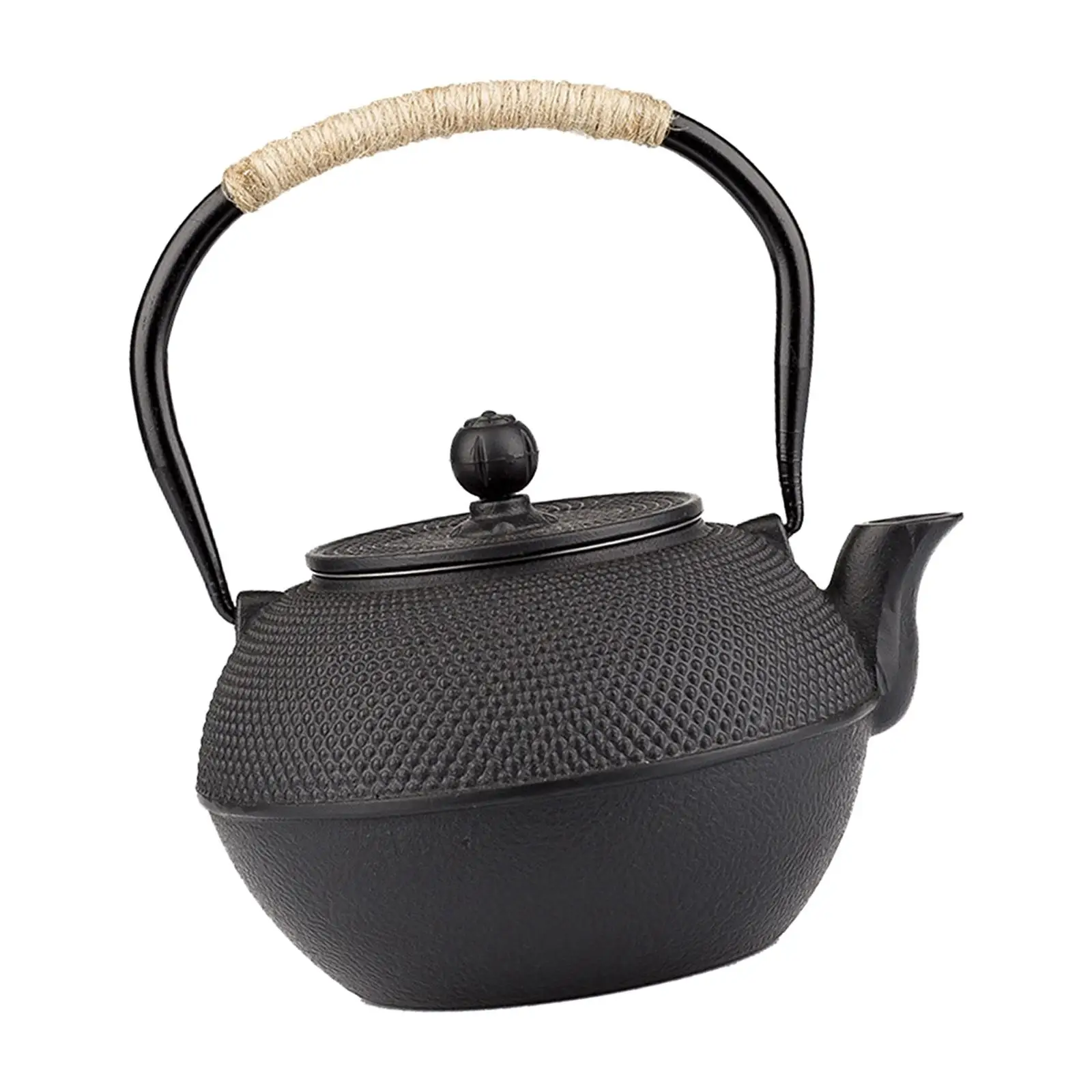 Cast Iron Teapot Tea Kettle Easily Clean Kitchen Decoration Gift Handle Wrapped with Rope Anti Scalding