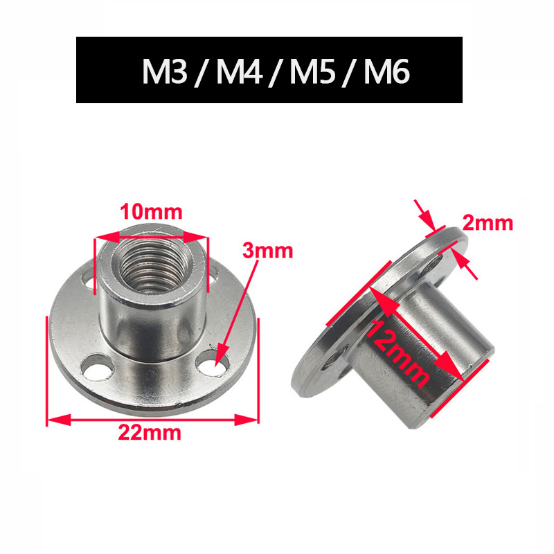Description Picture 3 of itemM3 M4 M5 M6 M8 Steel Flange Thread Nut Coupling Rigid Flange Couper Guide Shaft Support