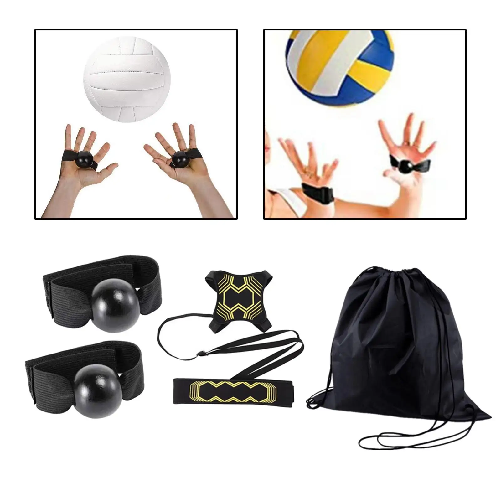 4 Pieces Volleyball Training Equipment Fits 22``-33.5`` Waists Adjustable Elastic Cord Solo Practice for Arm Swing Serving