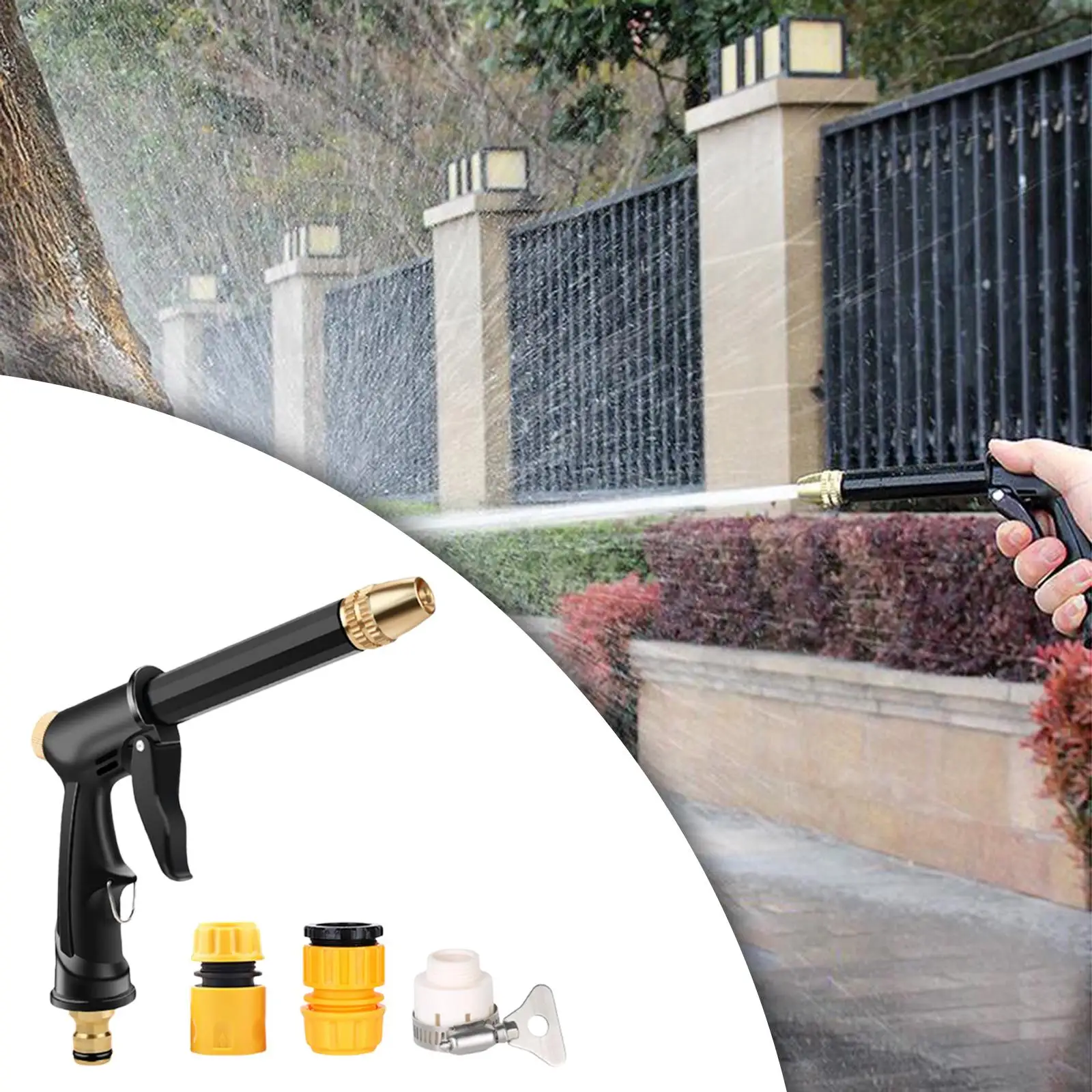 Short  High Pressure Washer , 3 Pressure  Nozzles, 1/4 Inch Quick Connector, Garden Hose Water Sprayer, Car Washing Washer