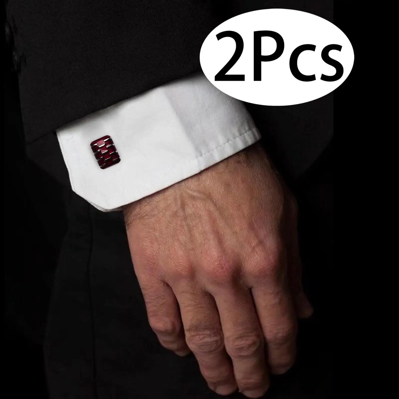 2Pcs Dark Red Men Cufflinks Cuff Links for French Cuff Shirt Valentines Day