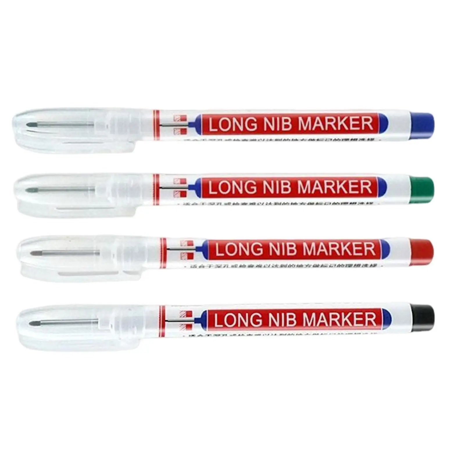 4x Long Head Markers Woodworking Decoration Long Nosed Marker Pen for Architect Bathroom