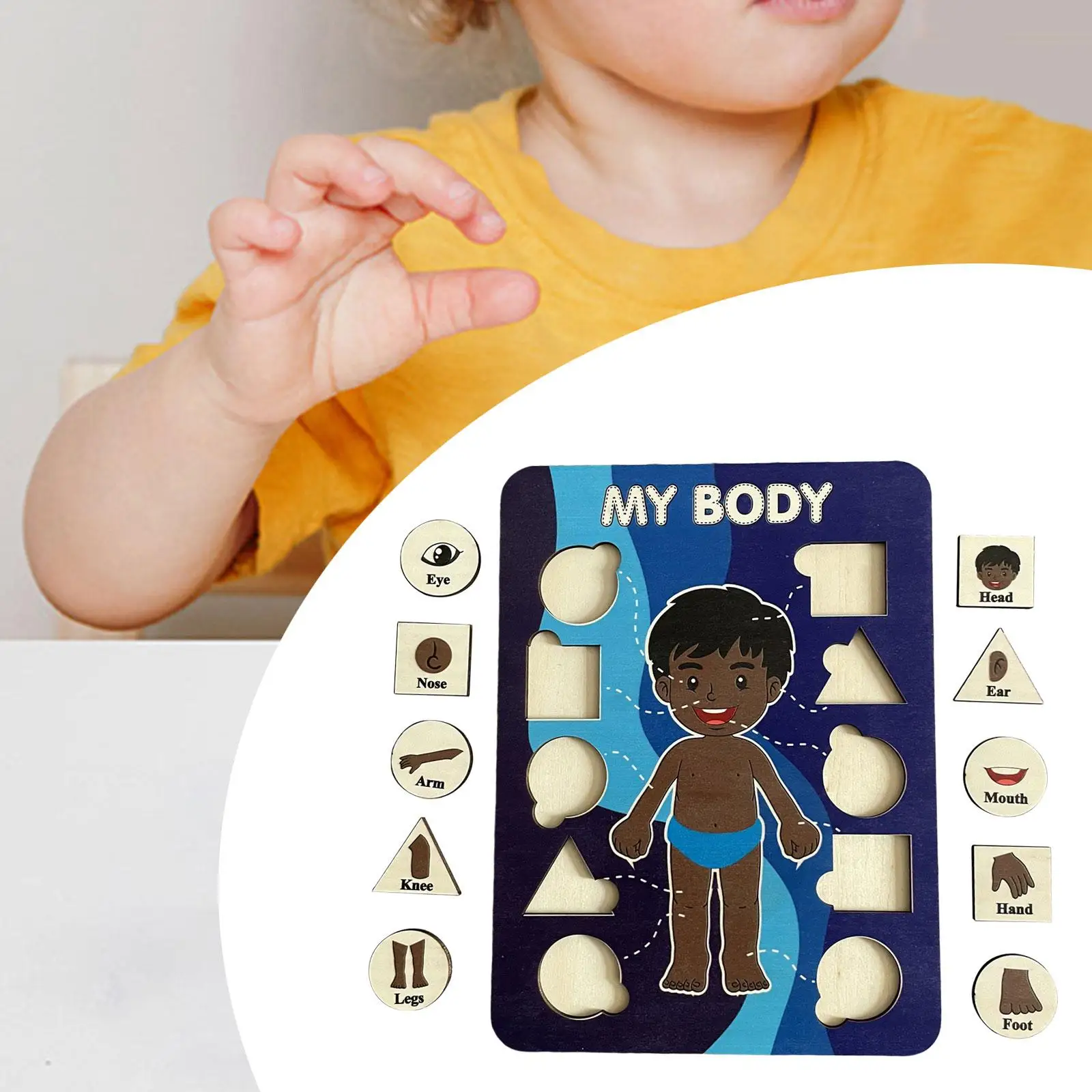 Learning Human Body Parts Boy Girl Play Set Fine Motor Skill Wood Peg Puzzle Game for Kids for Birthday Gift
