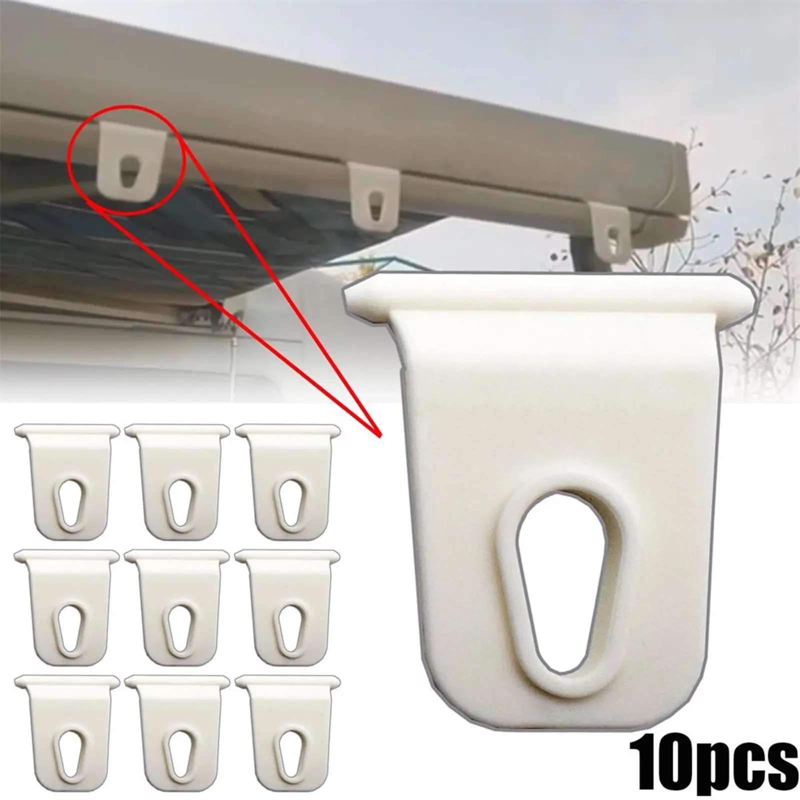 10x Portable RV Car Awning Hooks White Slide Channels ing Clothes Camper Storage  Plants Rubber ers Hooks for Camping Outdoor