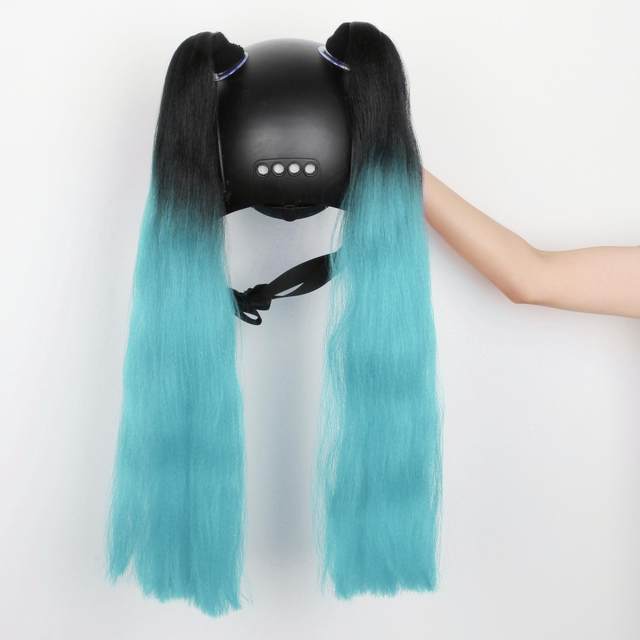 Motorcycle Helmet Pigtails Reusable Hair Tails High Temperature Wire Helmet Braids Pony Tails Used for Any Helmets Decorations