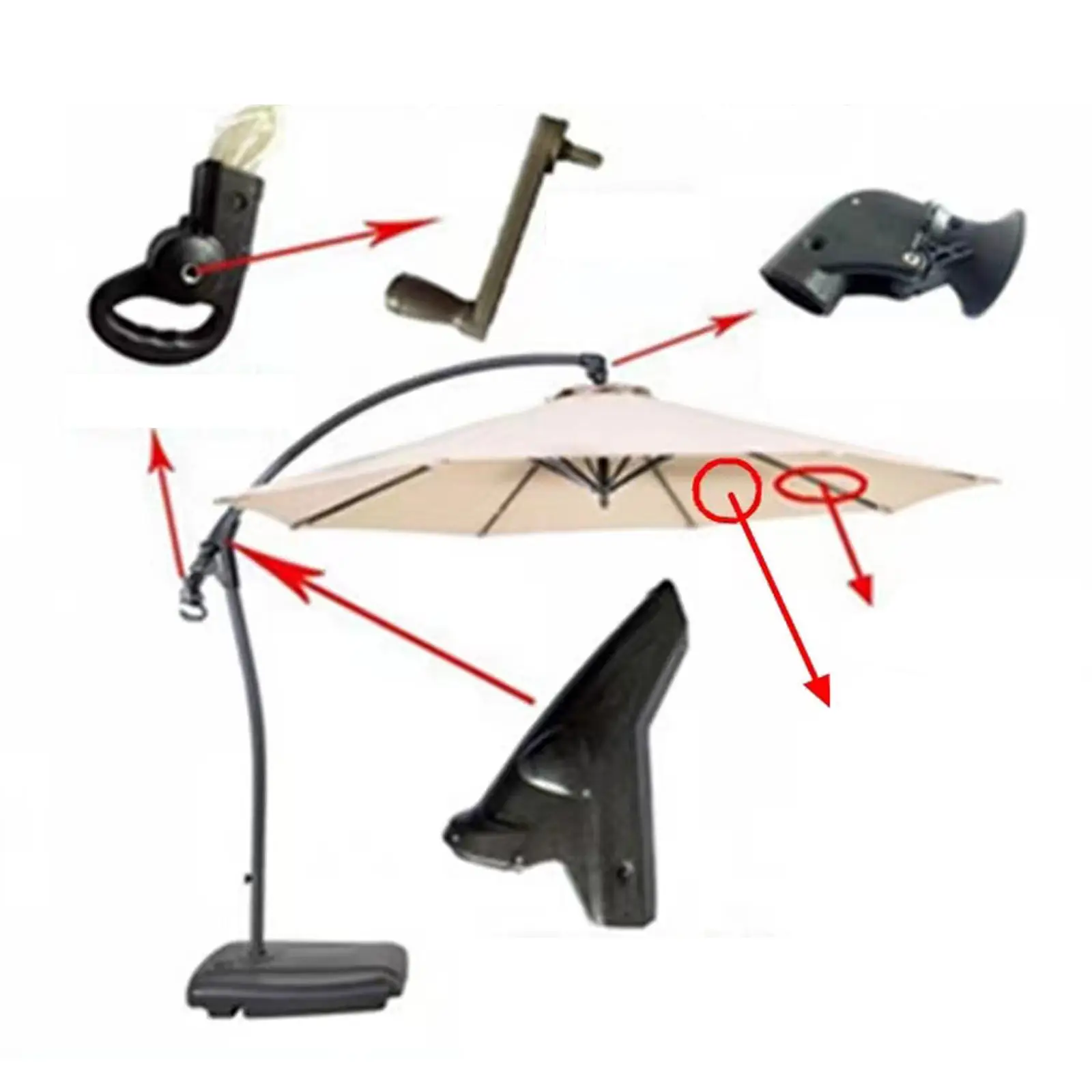 Patio Umbrella Accessories Parasol Crank Handle Leisure Adjustable Deck Umbrella
