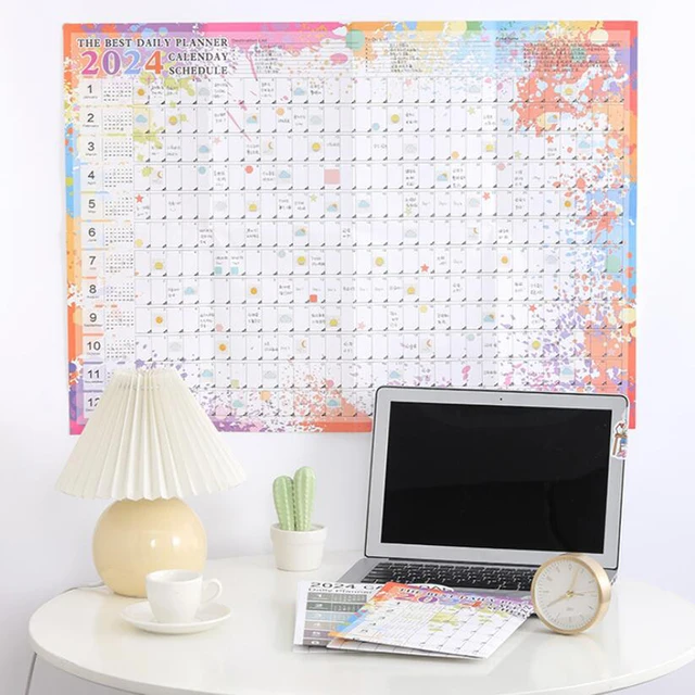 2024 Large Wall Calendar Painted Schedule Planner DIY Notepad Agenda  Organizer Office Supplies Calendary Workpad with Stickers - AliExpress
