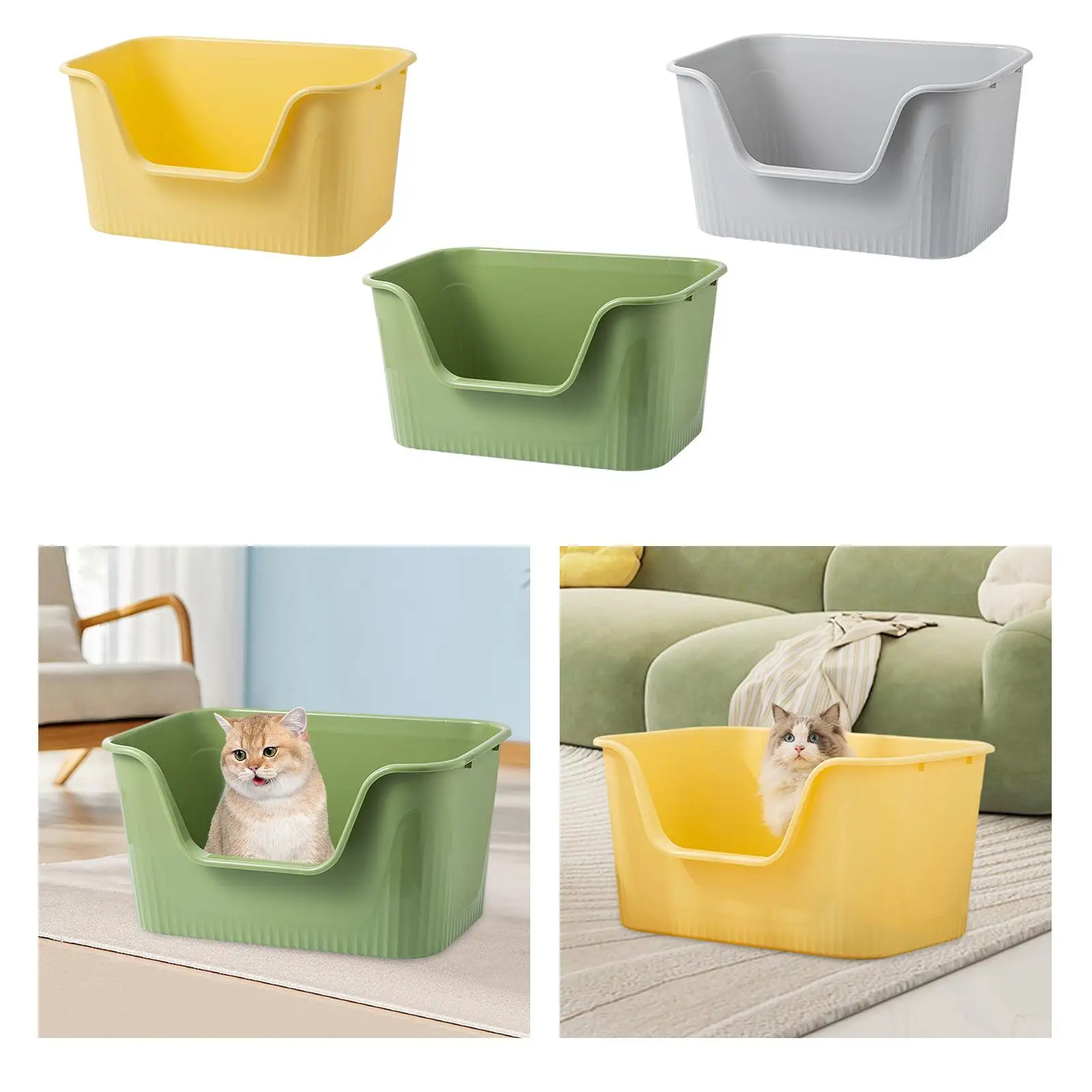 Open Top Pet Litter Tray Cat Litter Container Cat Sand Box Portable Kitten Potty Toilet Anti Splashing Cat Litter Basin Heighten