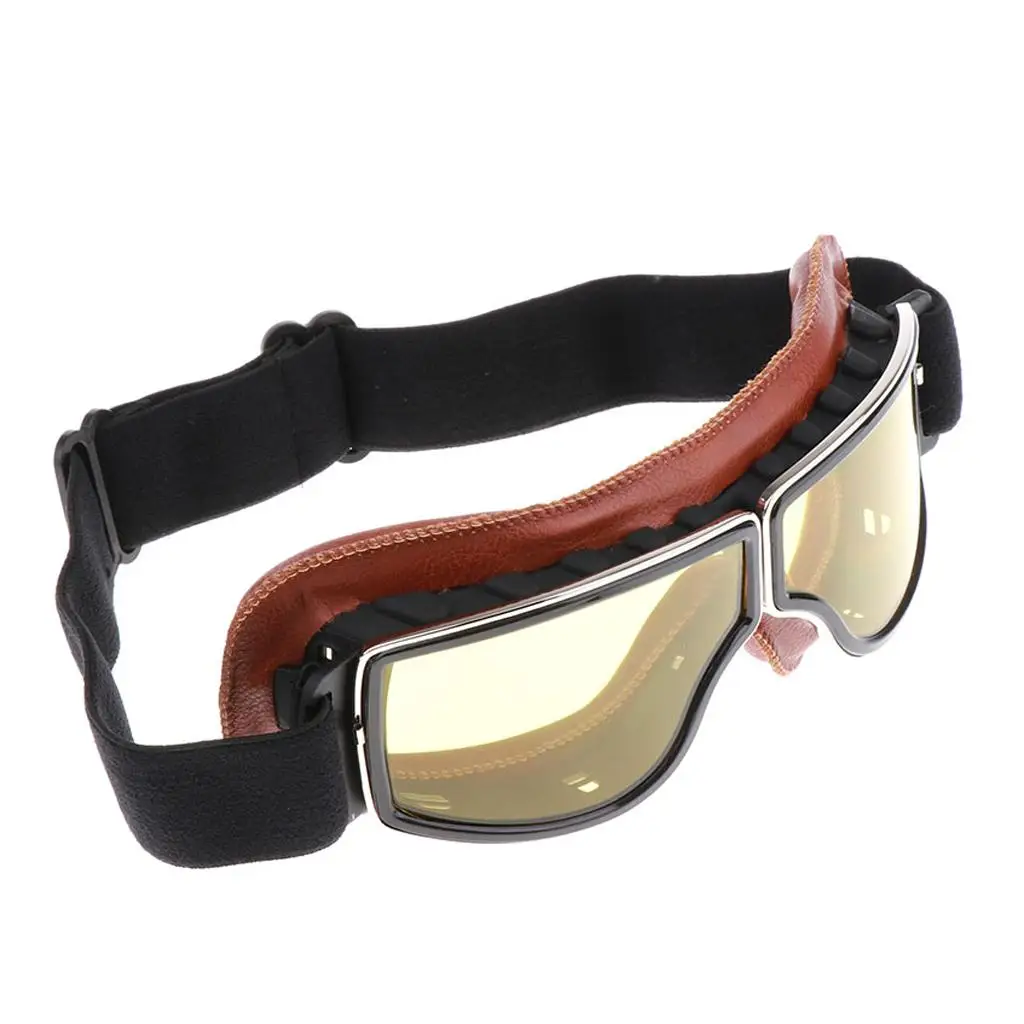 Motorcycle Vintage  Anti-Scratch Motorbike Sunglasses Eyewear Glasses for Half /  (Yellow Lens)