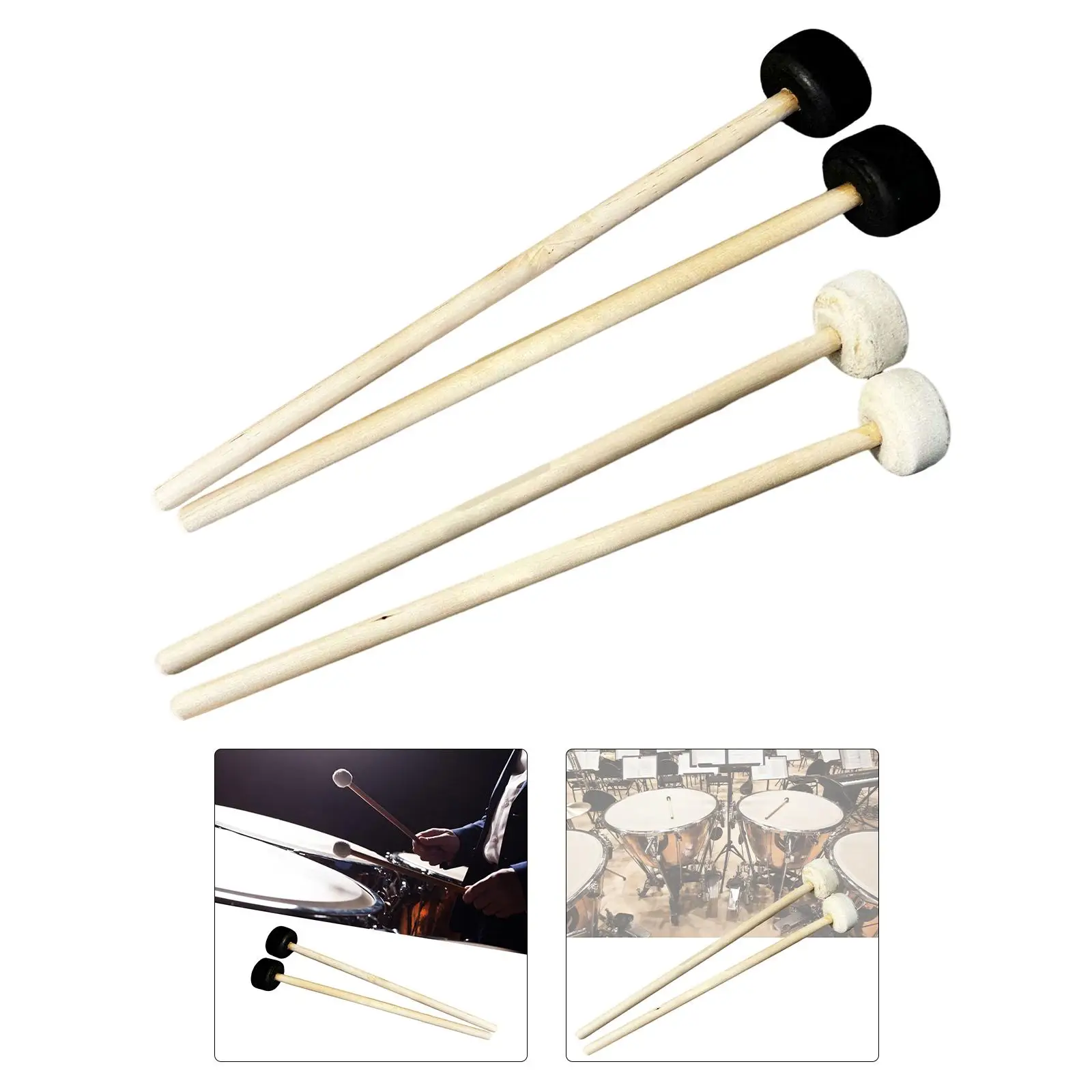 2Pcs Drum Mallet Percussion Accs Practical Wooden Handle Durable Multipurpose