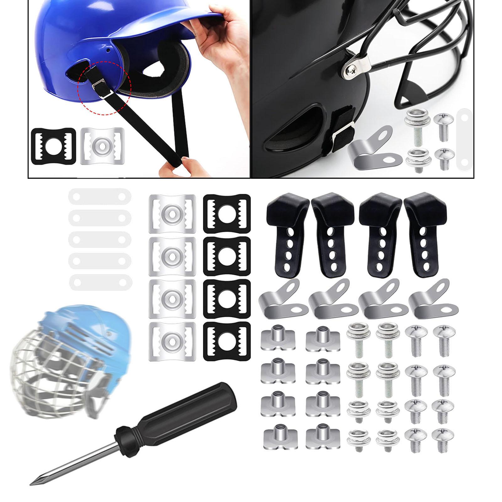 61 Pcs Hockey Helmet Repair Kit Replacement Safety Helmet Visor Screws Spare Parts Fixings for Football Hockey Baseball Softball