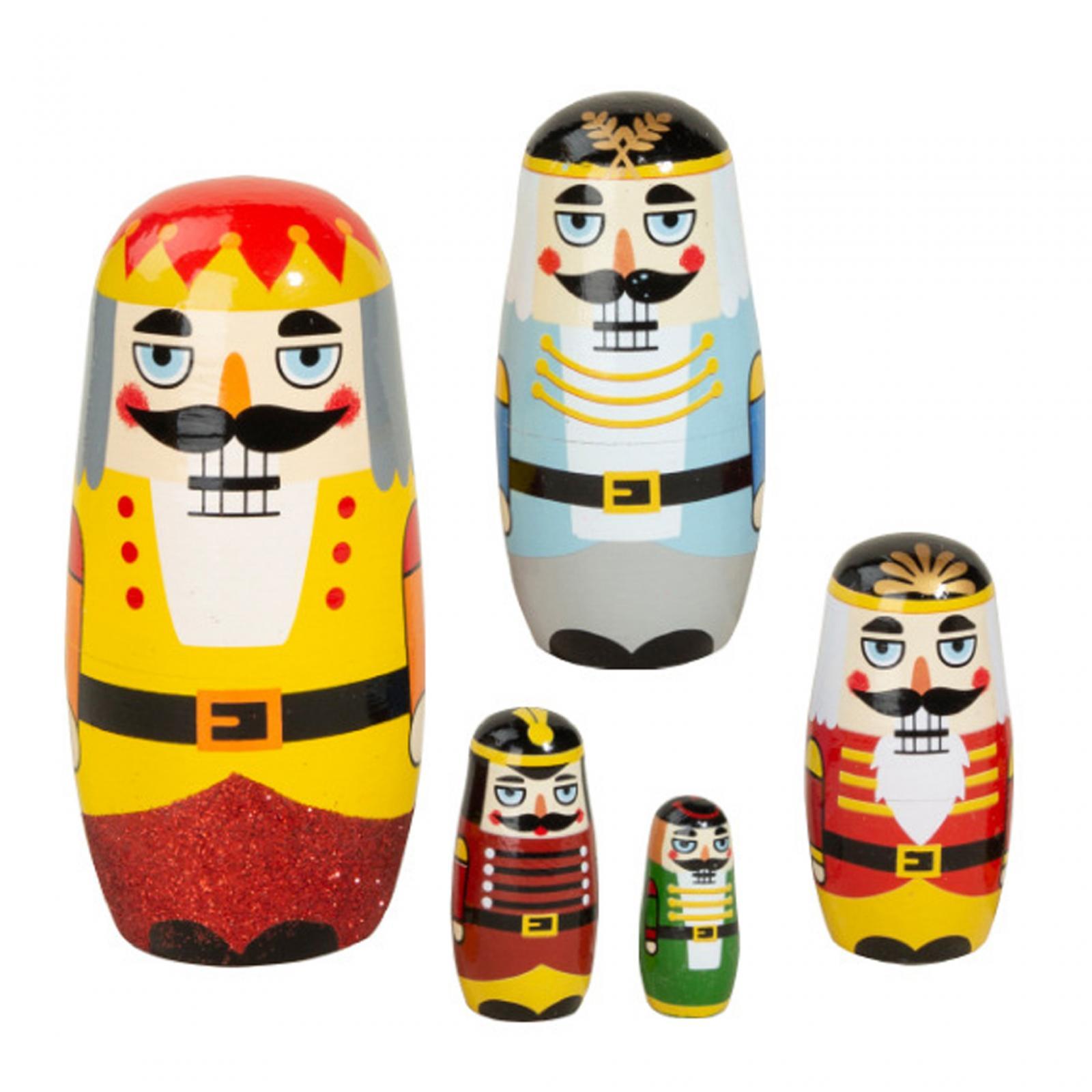 5x Nutcracker Tabletop Cute Shelf Wishing Gift Stacking Doll Set Decoration