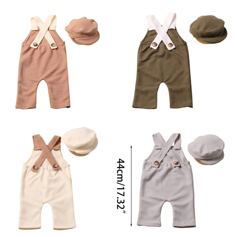 Fotografia adereços bebê traje, chapéu, calças, posando