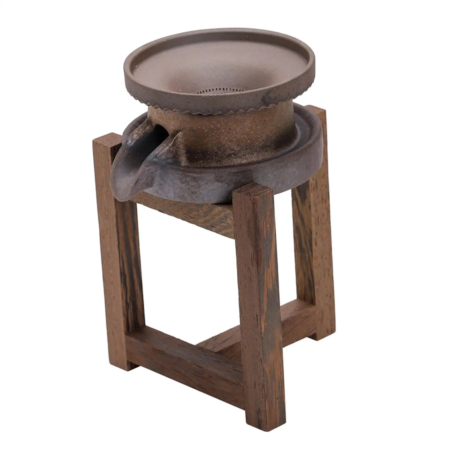 Tea Filter Set Chinese Kung Fu Drinkware Ceramic Tea Funnel Holder with Wooden Shelf Tea Compartment for Shop Cafe Holiday Gifts