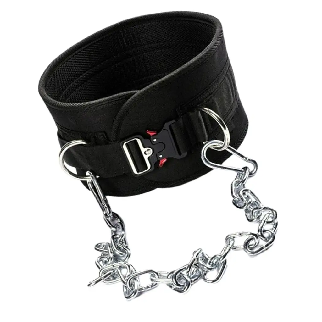 Thick Weight Lifting Belt with Chain Comfortable Waist Support Heavy Duty with Buckle