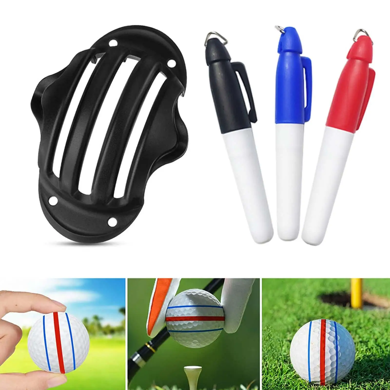 Golf Ball Alignment Identification Tool Positioning Ball Marker Golf Ball Template Drawing Kit Men Women Putting Aid Accessories