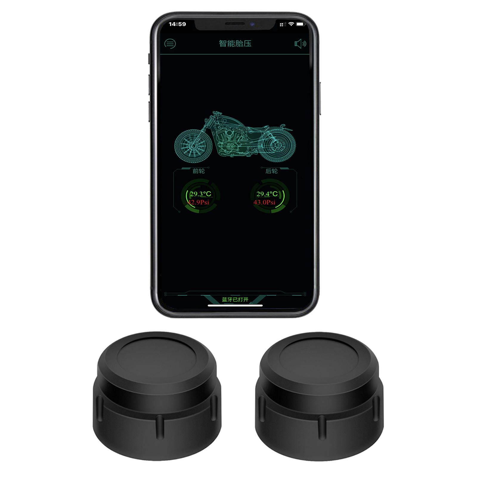 2 Pieces/Set Bluetooth Motorcycle Tire Pressure Monitoring System Sensor TPMS Sensor Real Time Monitor for Two-Wheel Bike