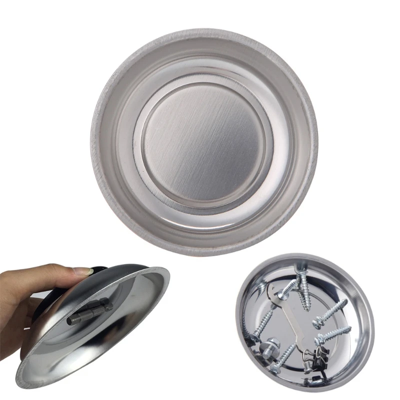Round Magnetic Parts Tray Bowl Dish Stainless Steel Garage Holder Tool Organizer 29EA bucket tool bag