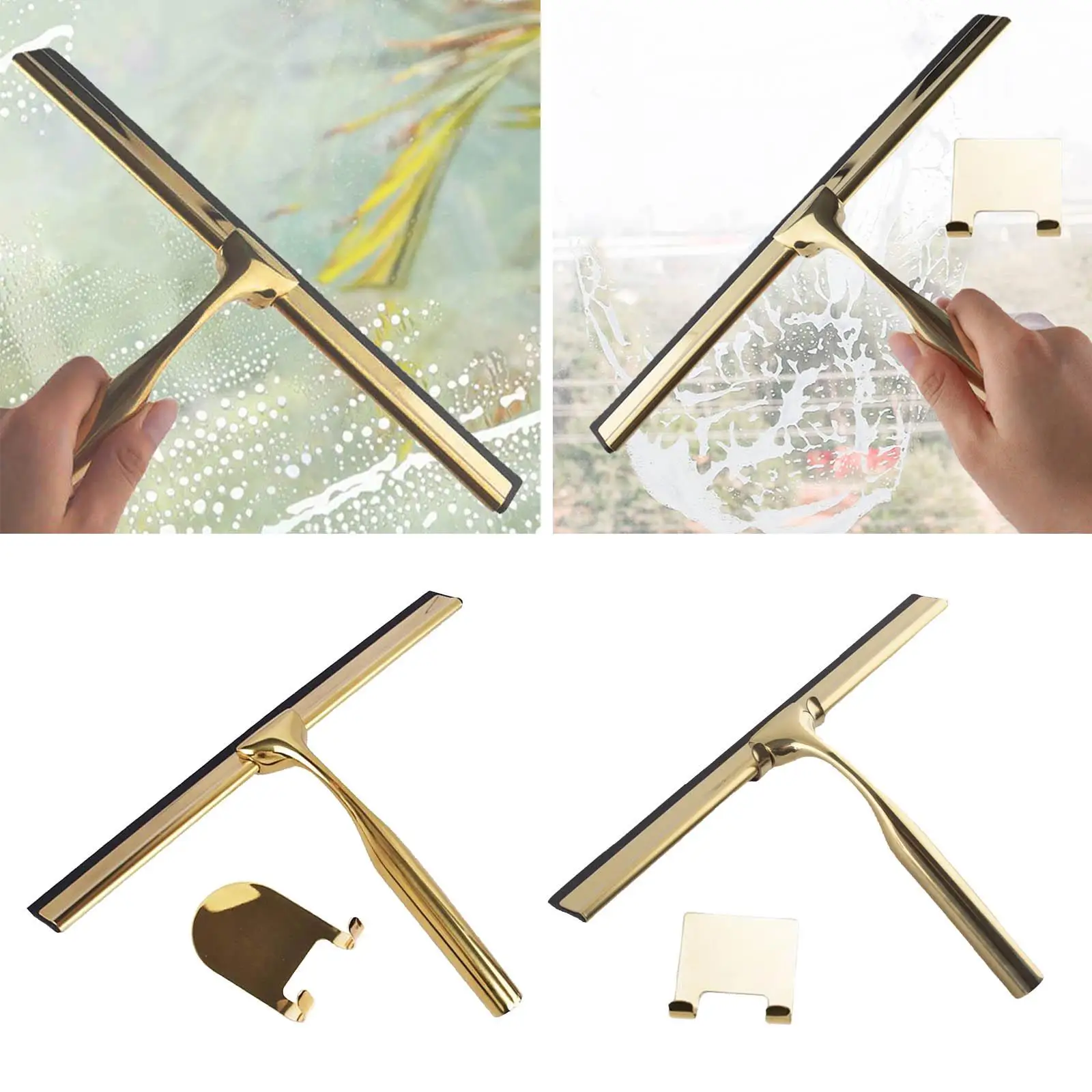 Glass Wiper with Hook Holder Multifunctional Cleaning Scraper Blade for Home