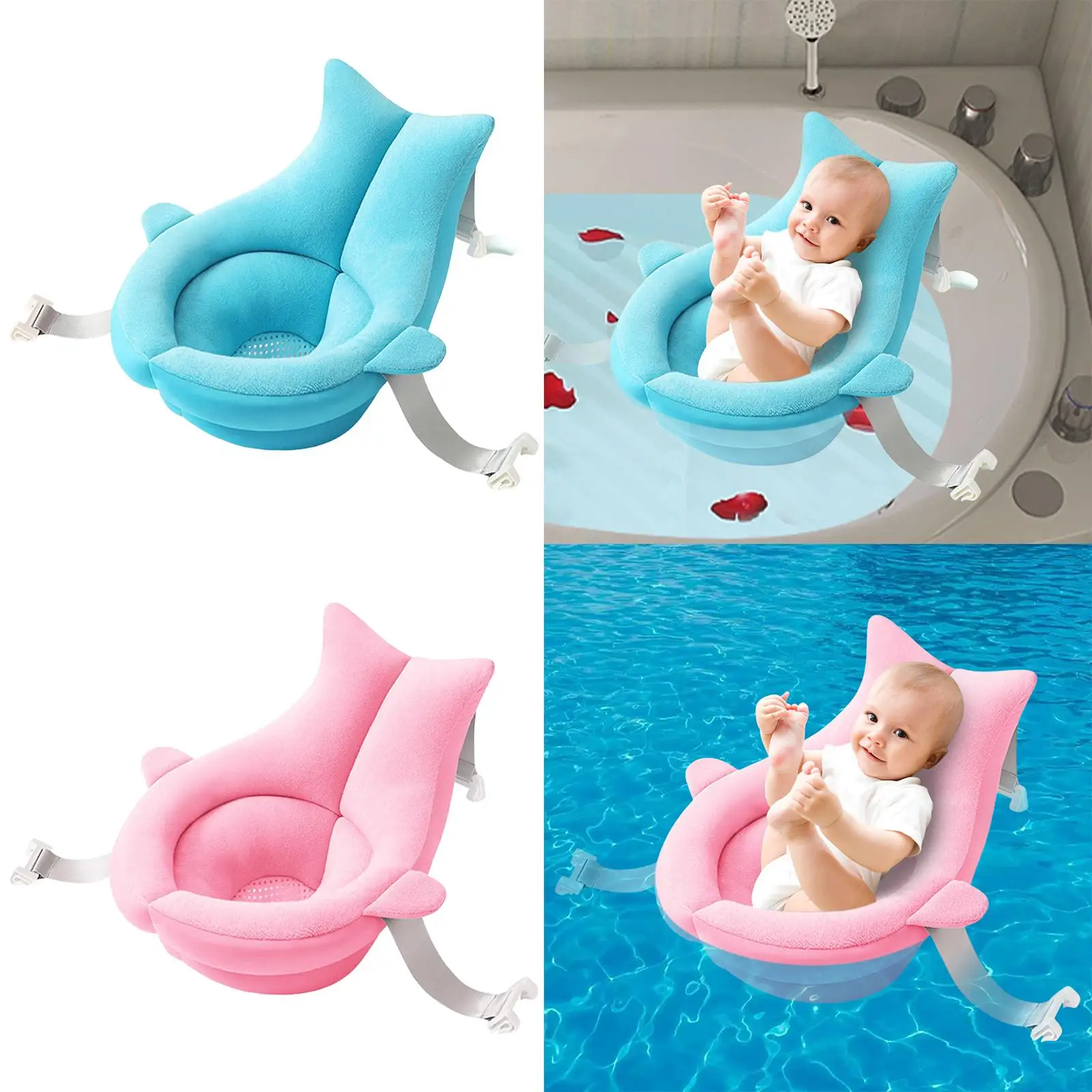 Foldable Bath Tub Seat, Anti  Comfortable Portable Soft Whale Shape Adjustable Bath Bed Bath Tub Pad Bath Pad Infant