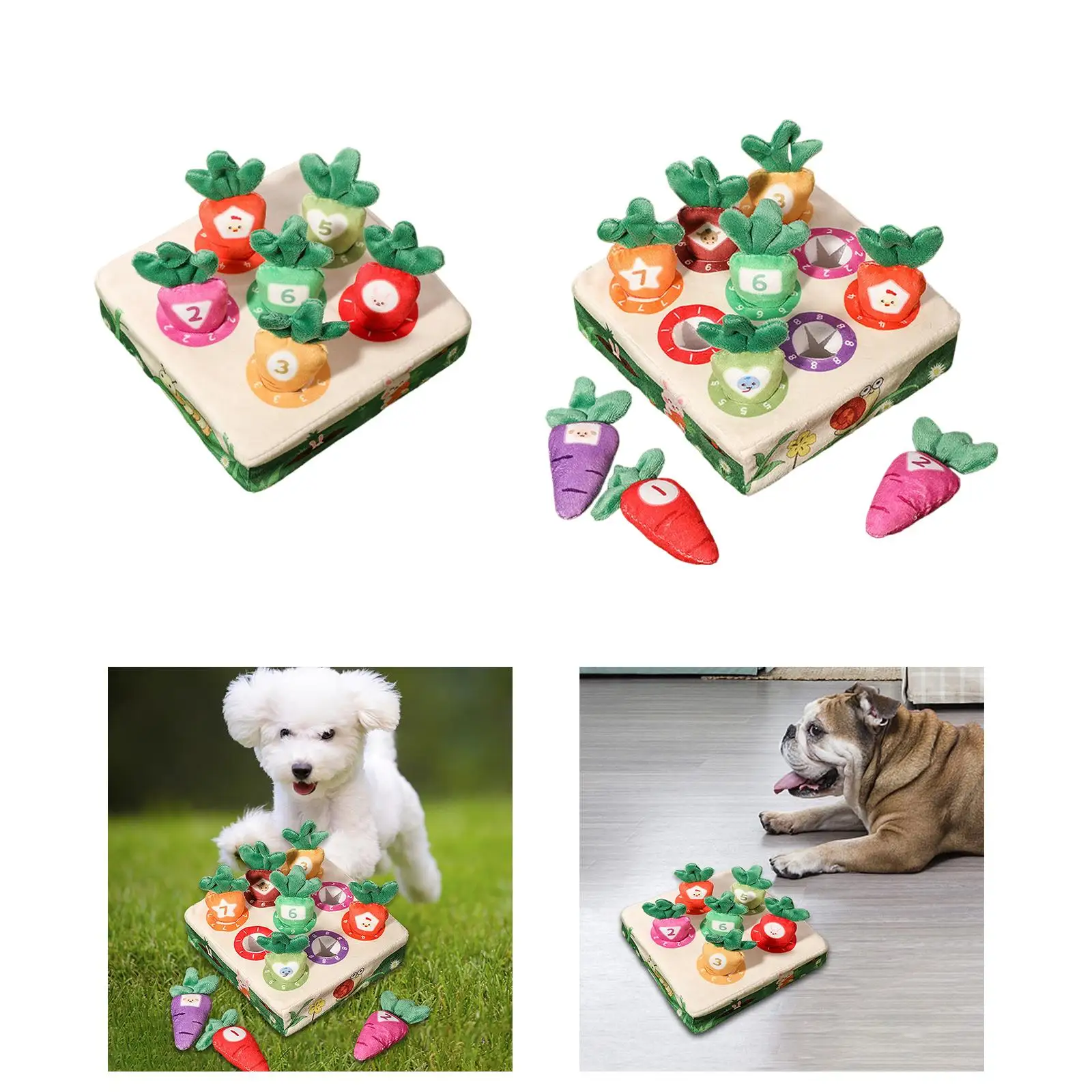 Carrot Plush Toy for Dogs Vegetable Fruit Pet Interactive Puzzle Plaything