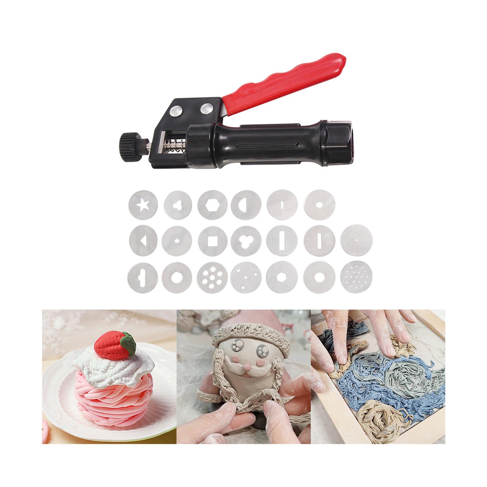 Soft Clay Extruder Crafts Different Discs Decorating Baking Modeling Hand-held for Polymer Clay DIY Clay Pottery Accessories