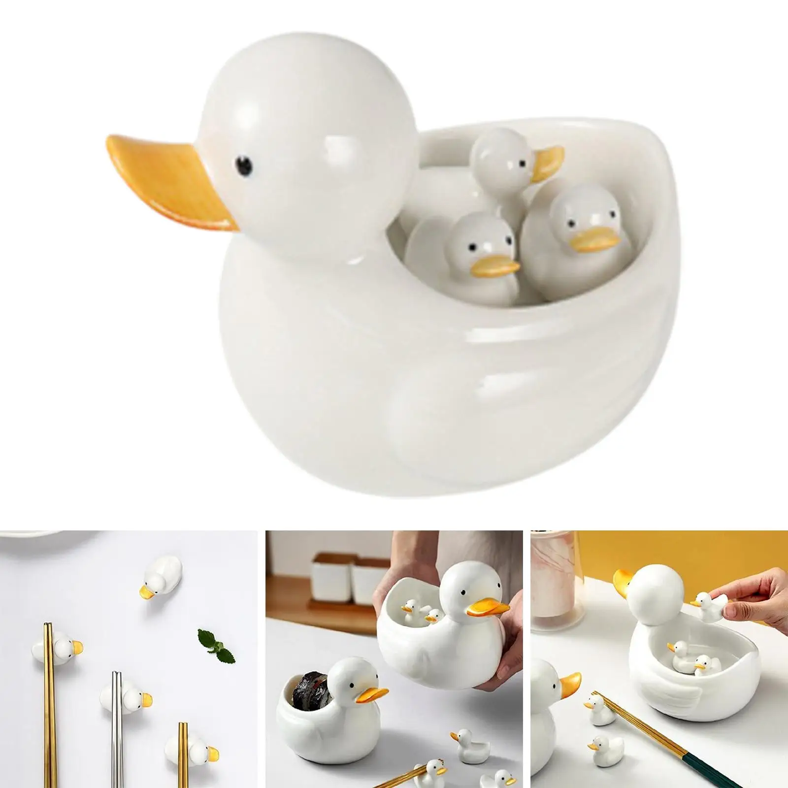 Ceramic Chopsticks Stand Rest Rack Table Decors Exquisite Creative duck Pattern Spoon Fork Holder for Restaurants Hotels