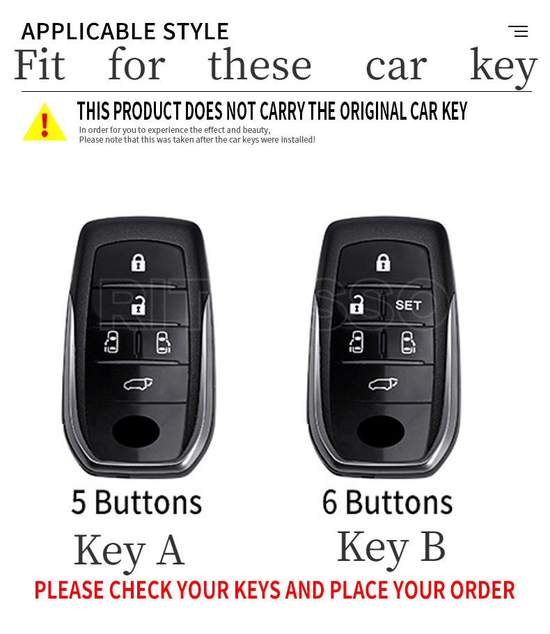 Portachiavi per auto in lega di zinco per Toyota Vellfire Alphard serie 30 Previa Tarago 5 6 pulsanti Smart Remote Fob Protect Cover - S3359b80d7e1f495b9918e050901775daz