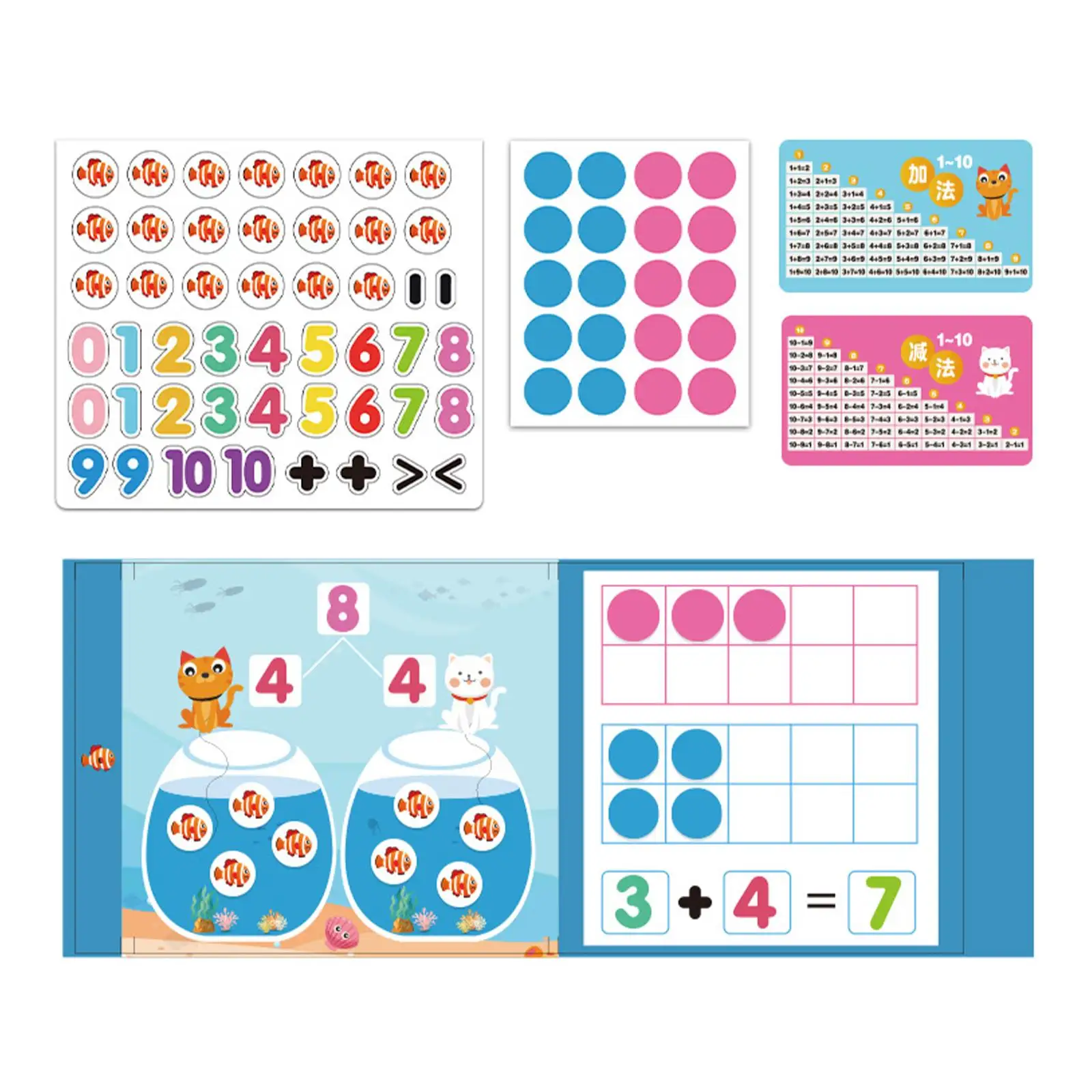 Ten Frame Set Montessori Number Counting Early Educational Toy Counting Toy for Kindergarten Home Elementary Kids Toddlers