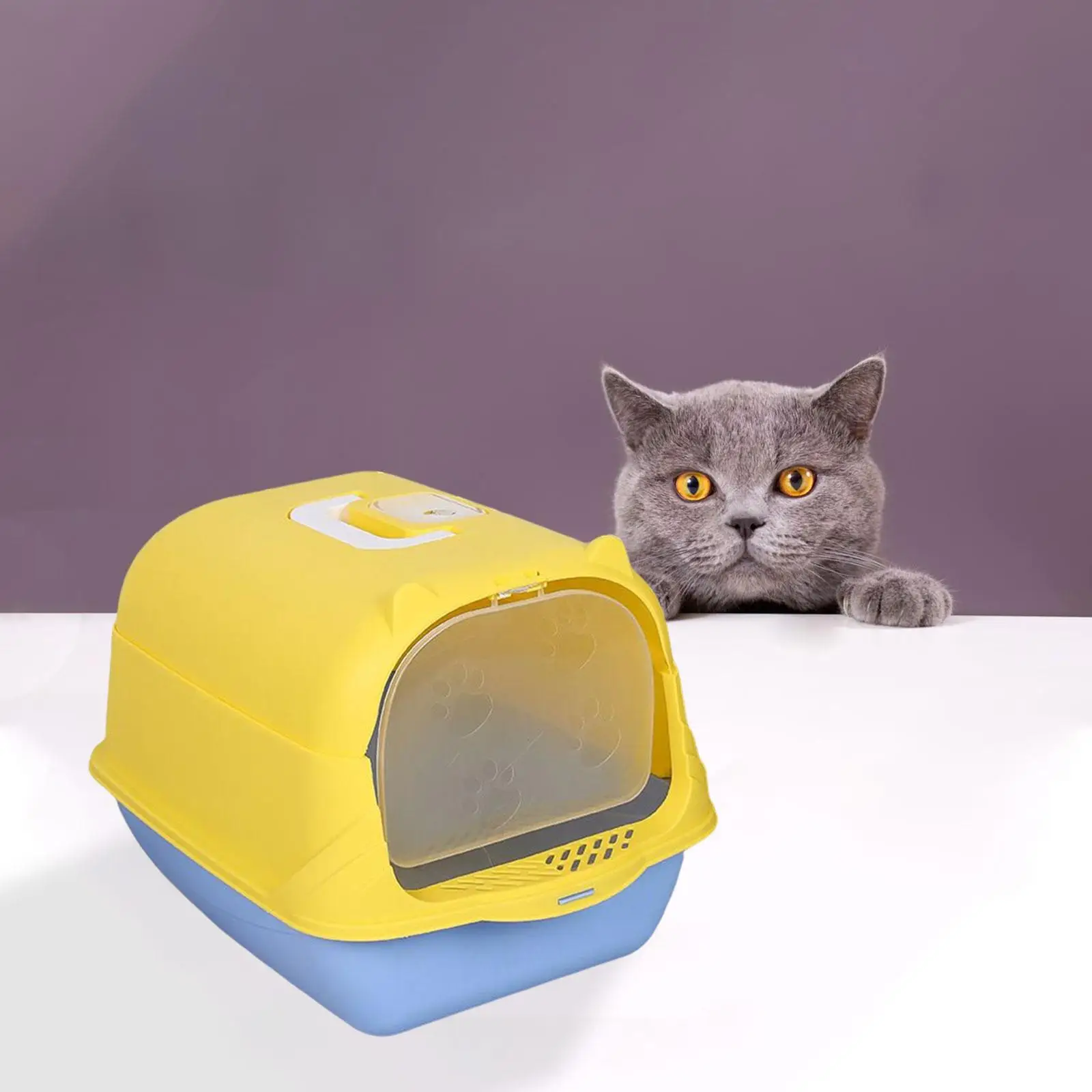 High Sided Hooded Cat Box Closed Litter Pan Bedpan with Gate Spoon Deep Loupet