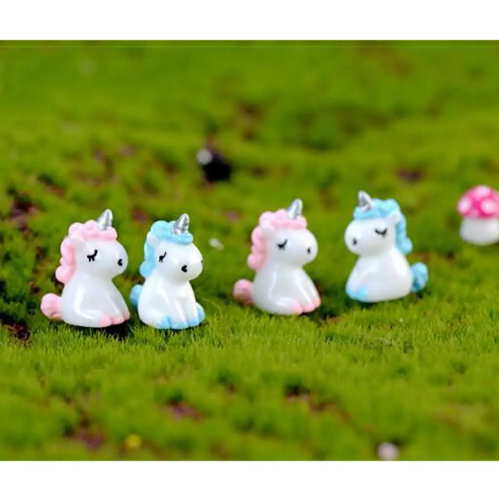 2x Mini Unicorn Statue Doll Cake Topper for Kids Birthday Party Office