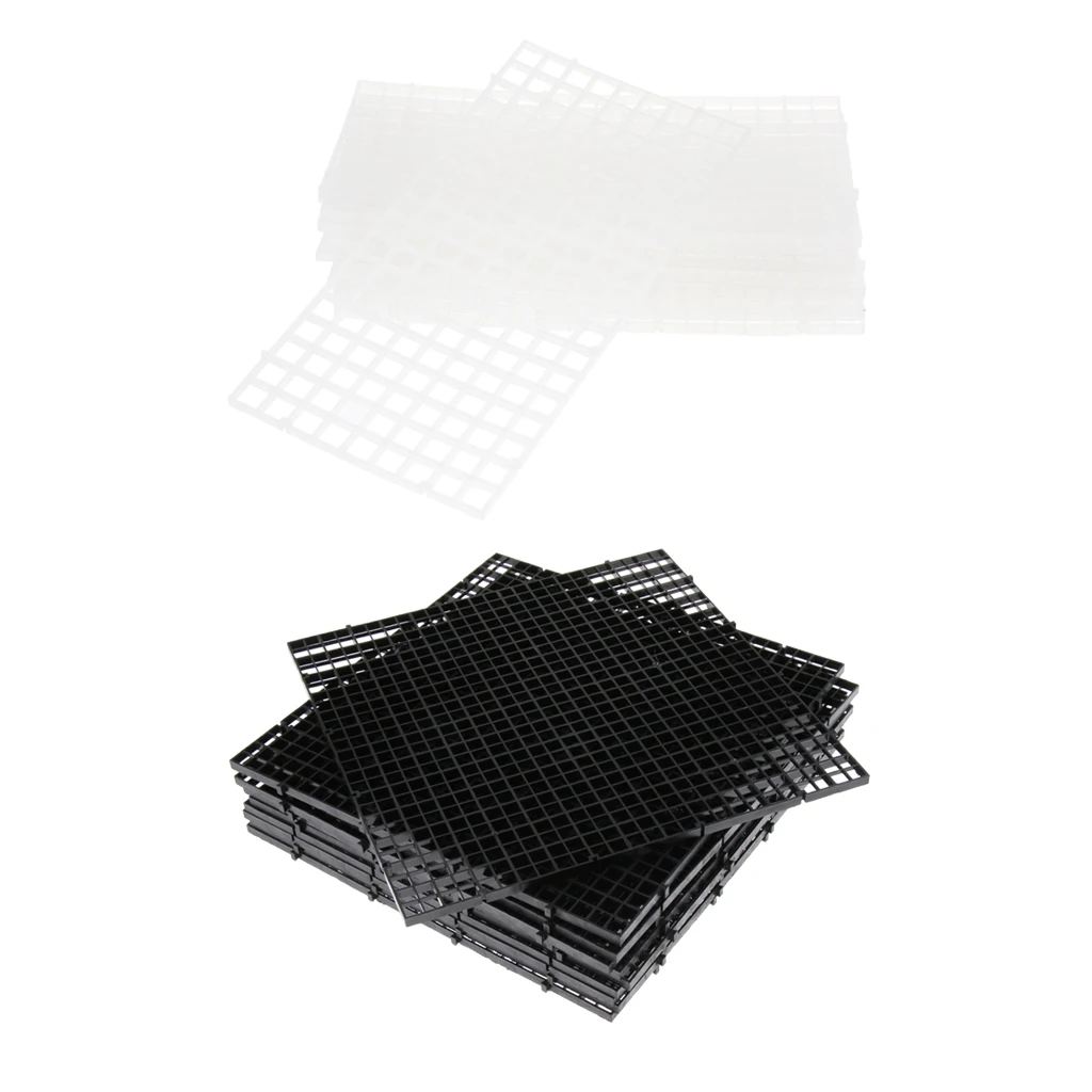 10 Pcs Aquarium Fish Tank Isolation Plate Divider Filter Patition Board Net Plastic Separation Divider Board Black Transparent