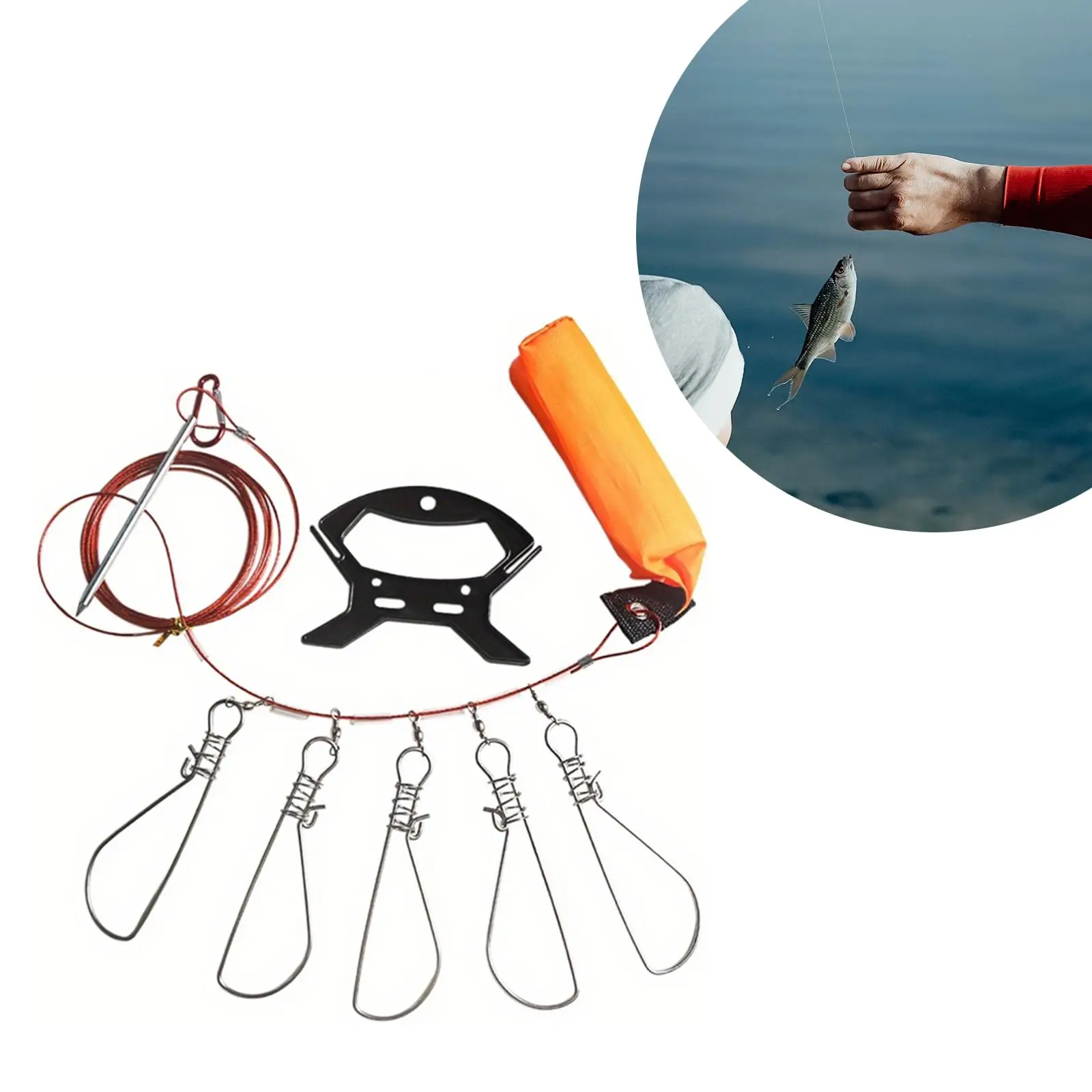 Fishing Stringer Clip Big Fish Lock Portable Outdoor Fish Stringer for Kayak