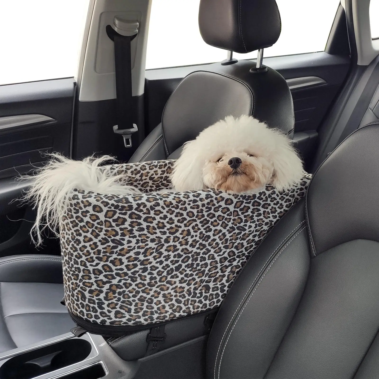 Leopard Car Booster Seat Removable Washable Safe Soft for Dog Cat 