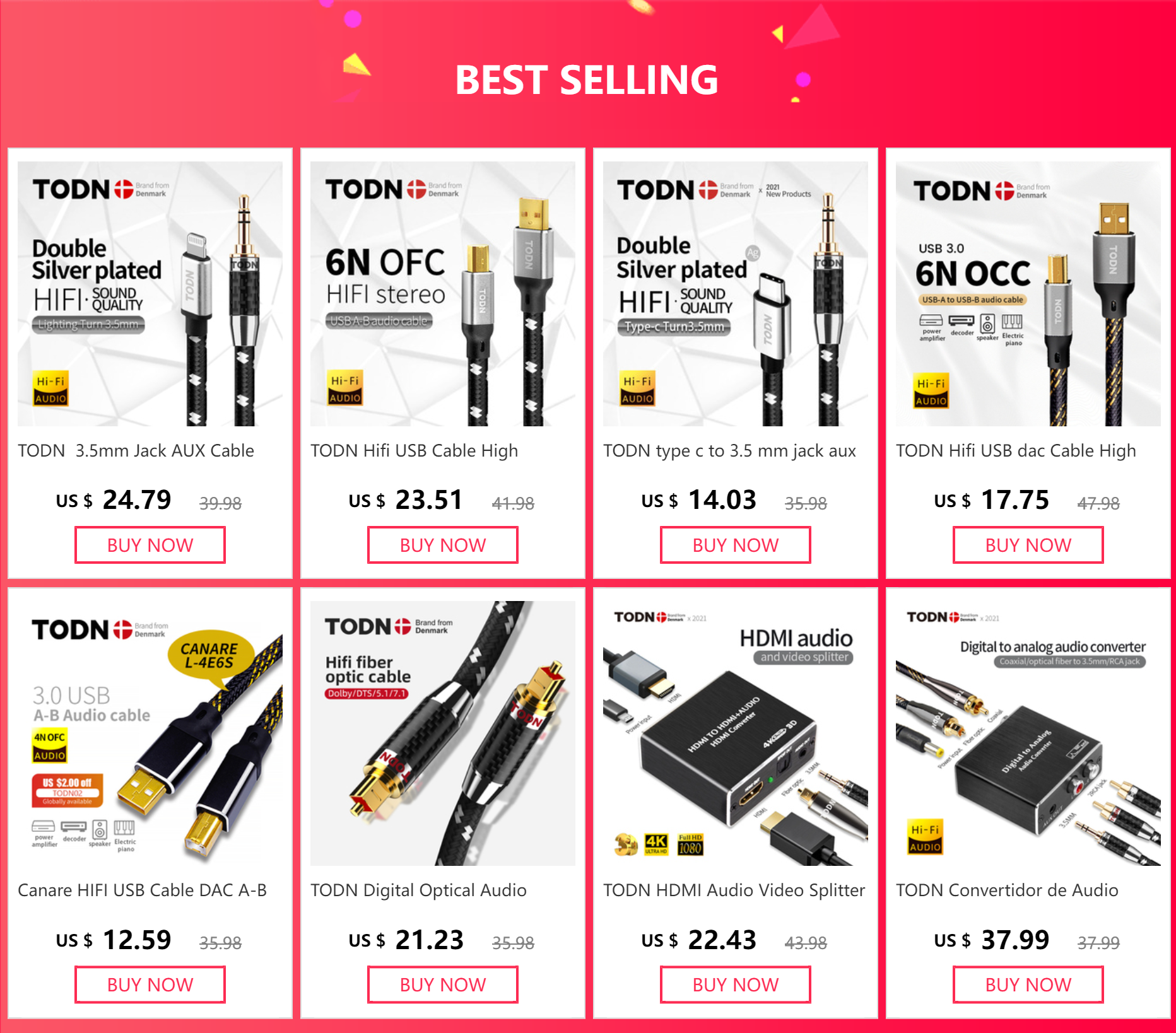 thumbnail image 2 of TODN HiFi Digital Coaxial Audio Cable - 75 Ohm SPDIF With Gold Plugs For Premium Sound (3ft) 2 of 10