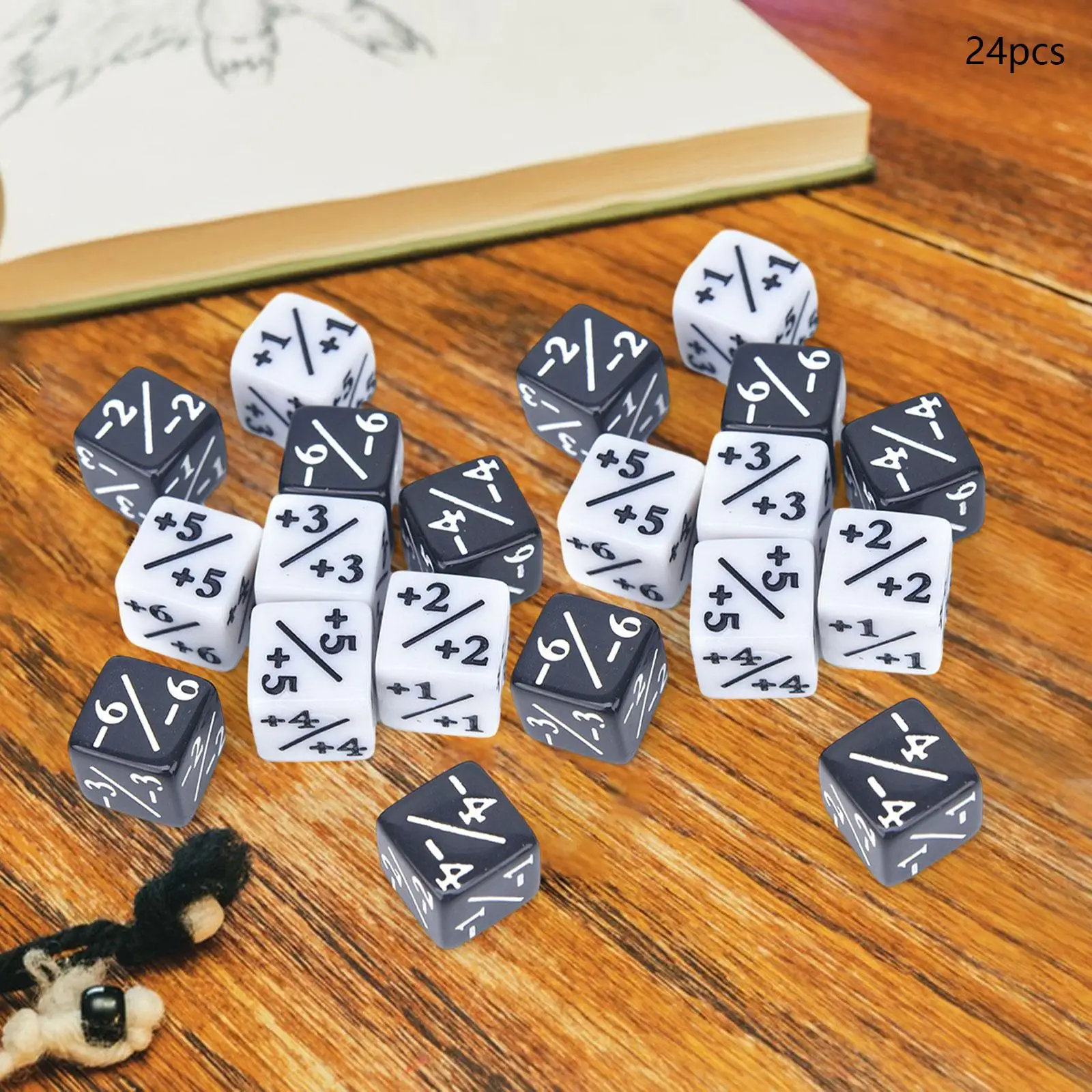 24Pcs Dices Counter Token Dice Math Teaching Cube D6 Dices Acrylic Six Sided Dice Set Card Game Dices