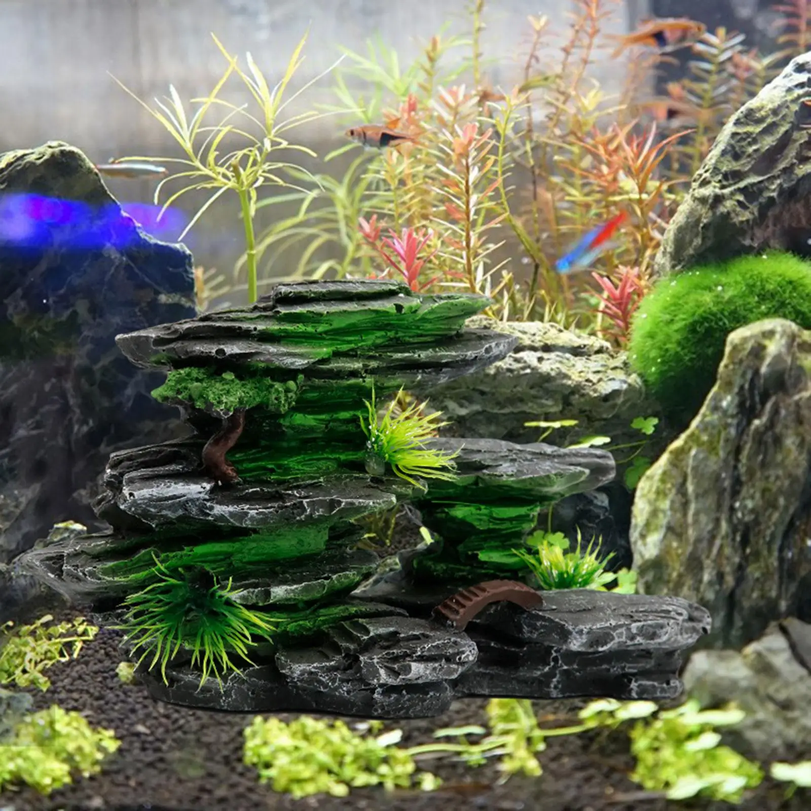 Aquarium Decoration Rockery Figurine Multifunctional Fish Tank Landscape Ornament for Yard Garden Porch Micro Landscape Patio