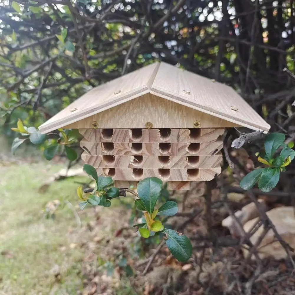 Уличный домик для пчелы из натурального массива дерева, улей ручной работы,  домик для домашних животных в форме пчелы, садовый двор, пчела, гостиница,  товары для домашних животных | AliExpress