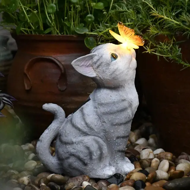 DHOBY GHAUT Statue de chat endormi pour décoration de jardin