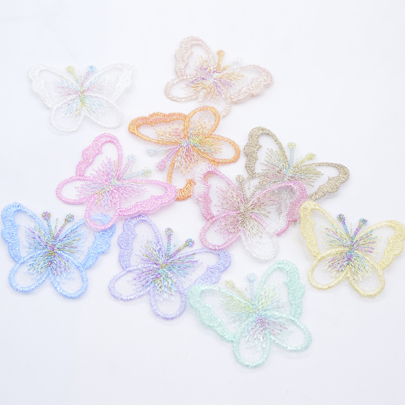 10 Stück 48 x 40 mm niedlicher exquisiter bestickter Netz-Schmetterling für DIY-Kleidung, Hut, Schuhe, Patches, Zubehör, Kopfbedeckung, Haarspangen, Dekor – Detail 3